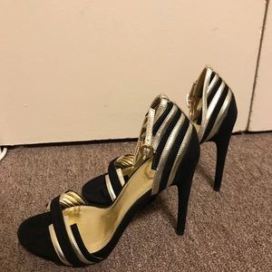 Ivanka Trump peep toe stiletto ankle strap heels